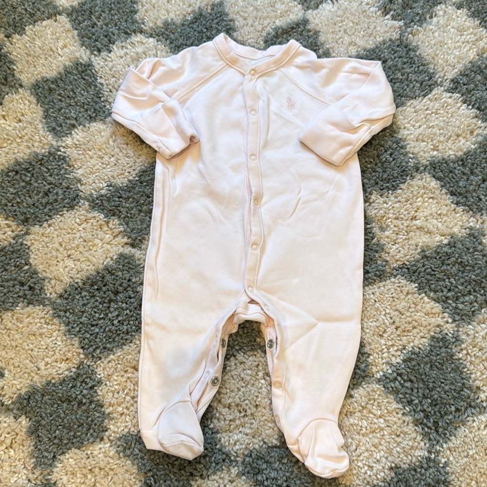 Ralph Lauren pale pink snap footie pajama